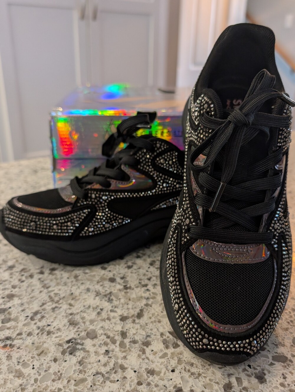 Skechers Street Los Angels Black Dazzle-N-Dash Sneakers - Picture 2 of 7
